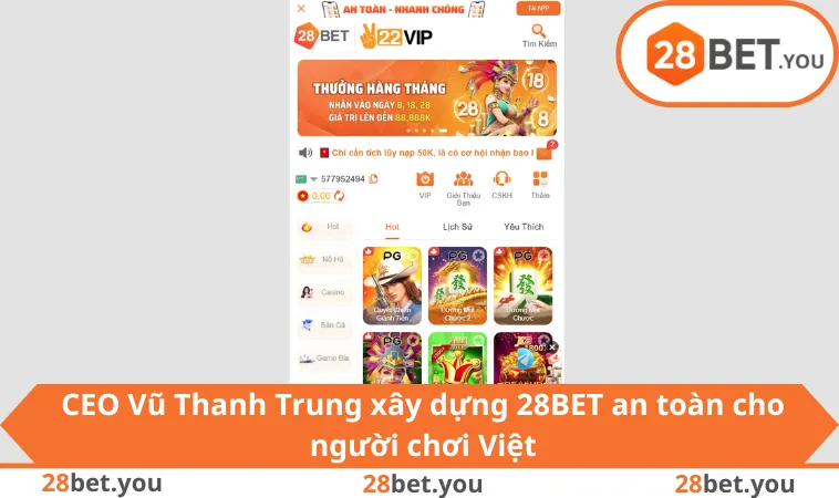 CEO Vũ Thanh Trung xây dựng 28BET an toàn cho người chơi Việt