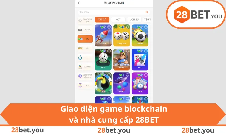Giao diện game blockchain và nhà cung cấp 28BET