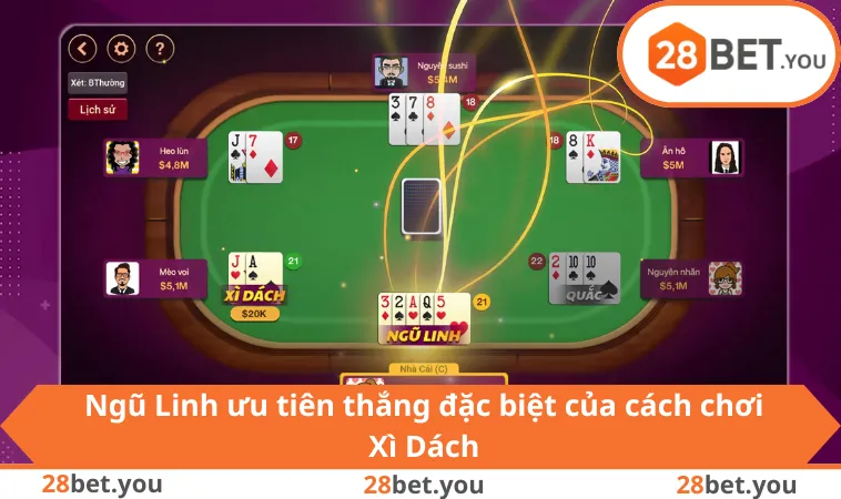 Ngũ Linh ưu tiên thắng đặc biệt của cách chơi Xì Dách