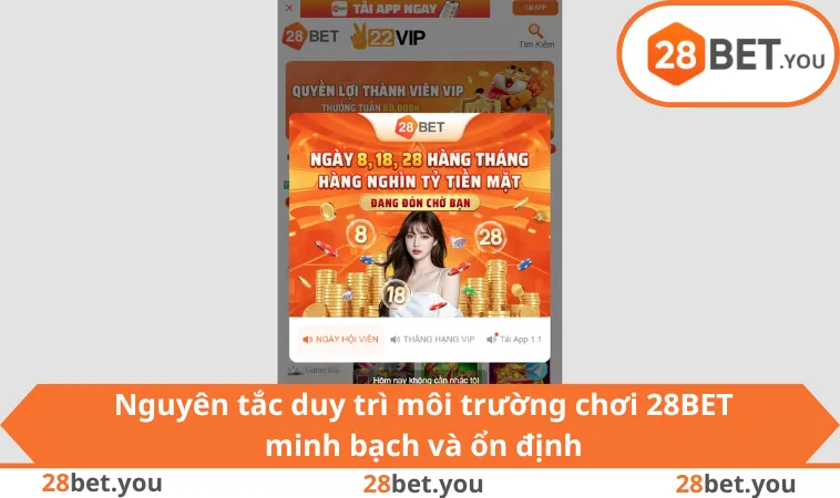 Nguyên tắc duy trì môi trường chơi 28BET minh bạch và ổn định
