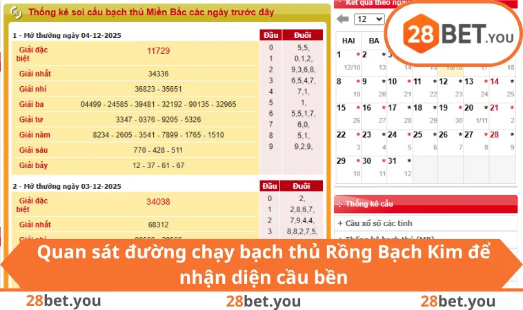 Quan sát đường chạy bạch thủ Rồng Bạch Kim để nhận diện cầu bền