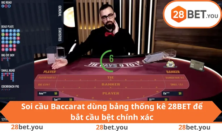 Soi cầu Baccarat dùng bảng thống kê 28BET để bắt cầu bệt chính xác