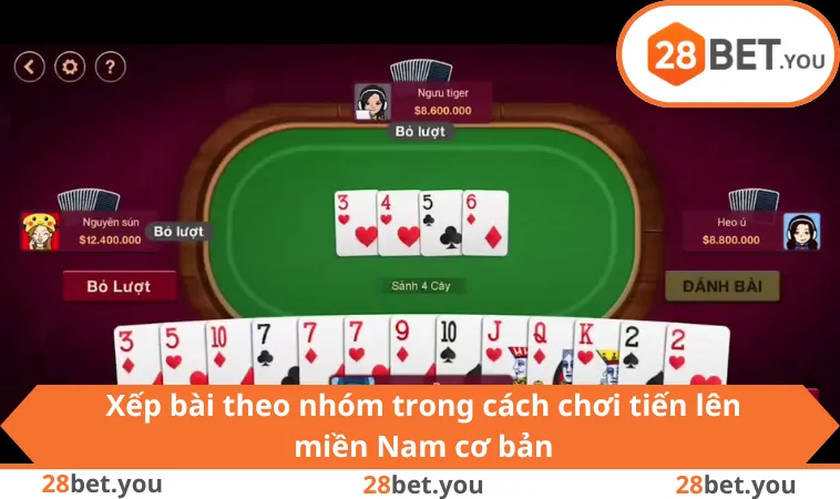 Xếp bài theo nhóm trong cách chơi tiến lên miền Nam cơ bản